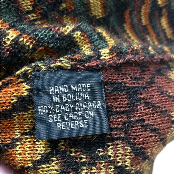 Intiwara hand made 100% Alpaca cardigan brown geometric Pattern women’s large - Picture 5 of 5